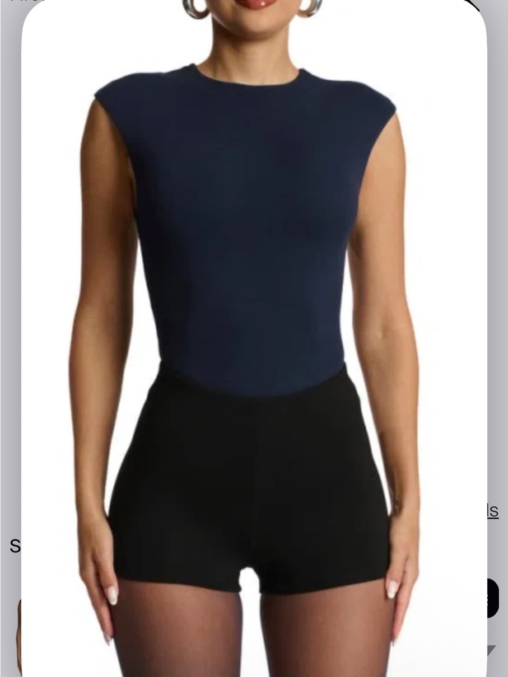 Naked wardrobe CAP SLEEVE BODYSUIT IN NAVY